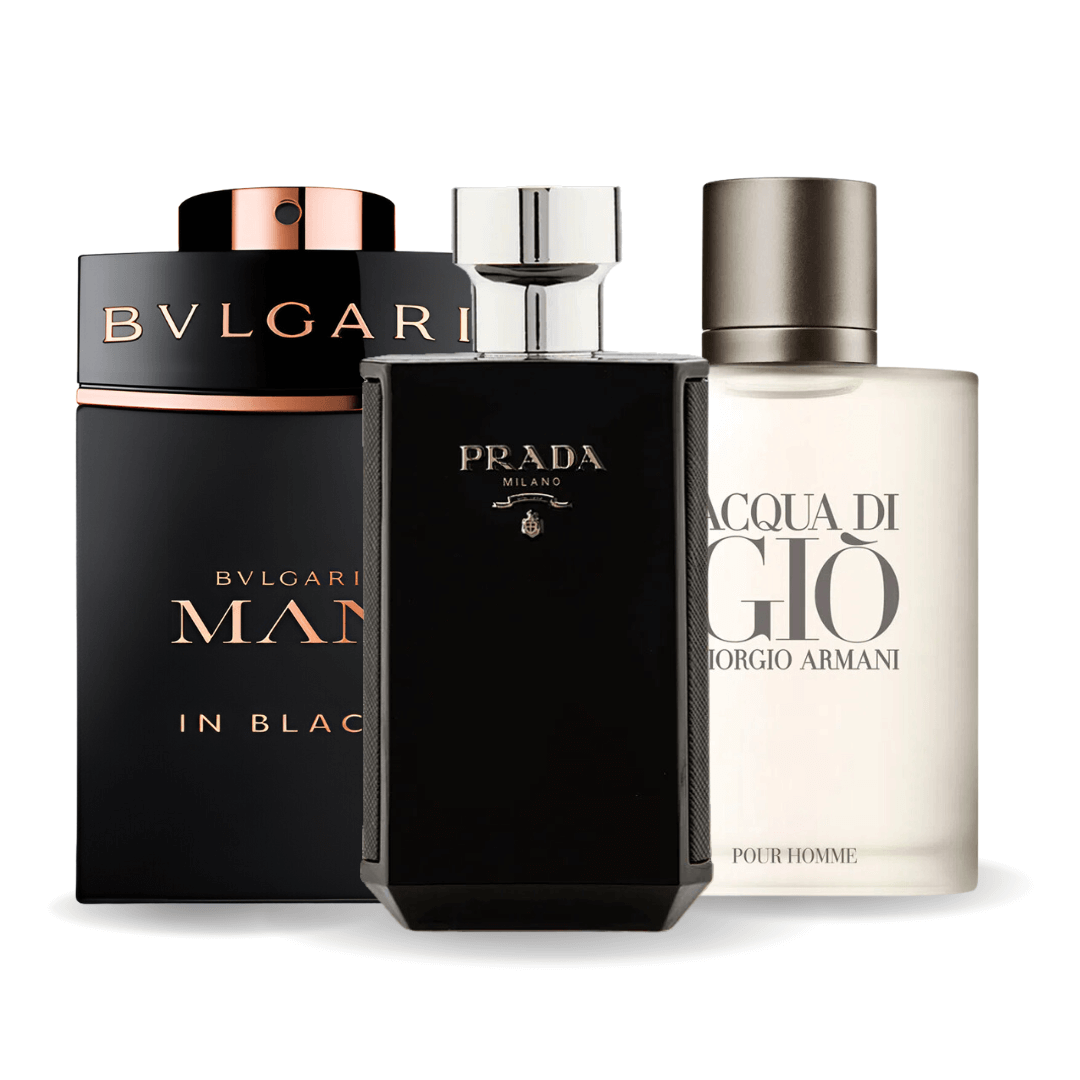 Set mit 3 Parfüms Bvlgari Man In Black, Giorgio Armani Acqua Di Giò und L'Homme Prada Intense 100 ml