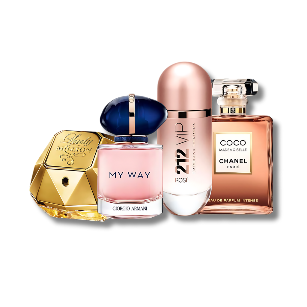 Set mit 4 Lady Million Parfums, 212 VIP Rosé, My Way und Coco Mademoiselle, je 100 ml